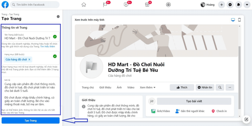 image 7- 5 Bổ sung mô tả để giúp cho fanapge chuẩn SEO