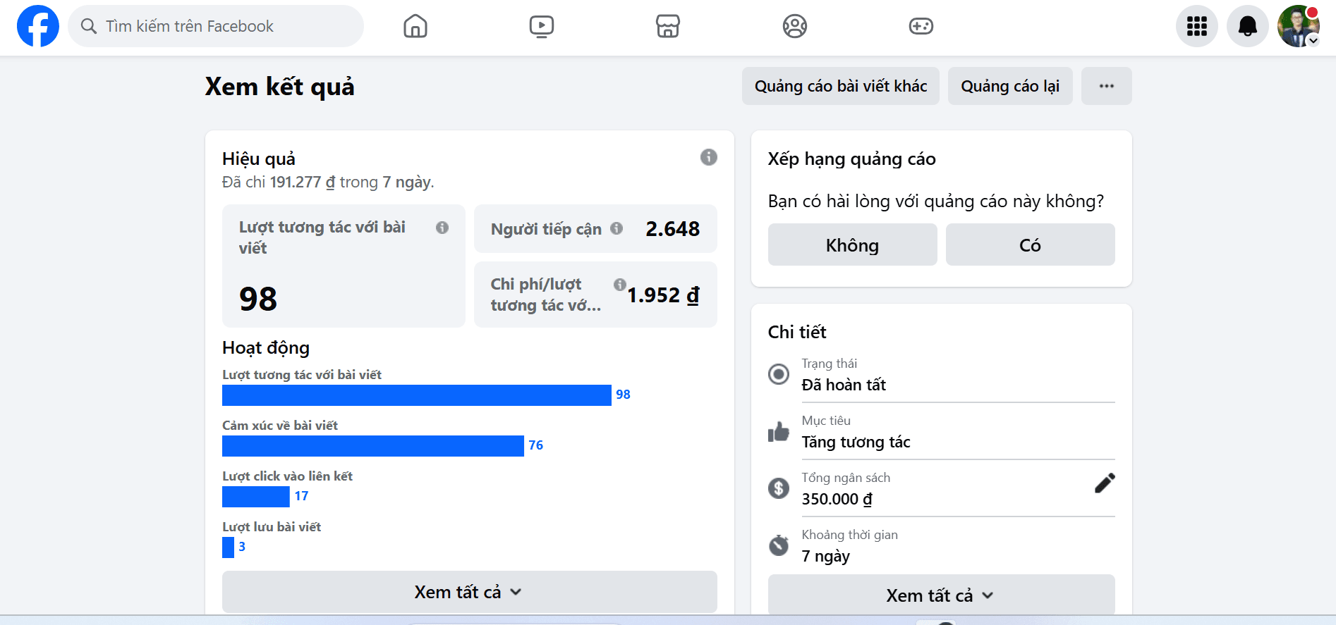Chạy quảng cáo trang cá nhân