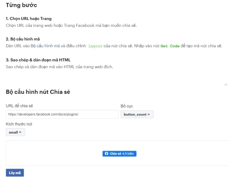 cach chen fanpage vao website 4- 6 Chèn nút share Facebook vào website