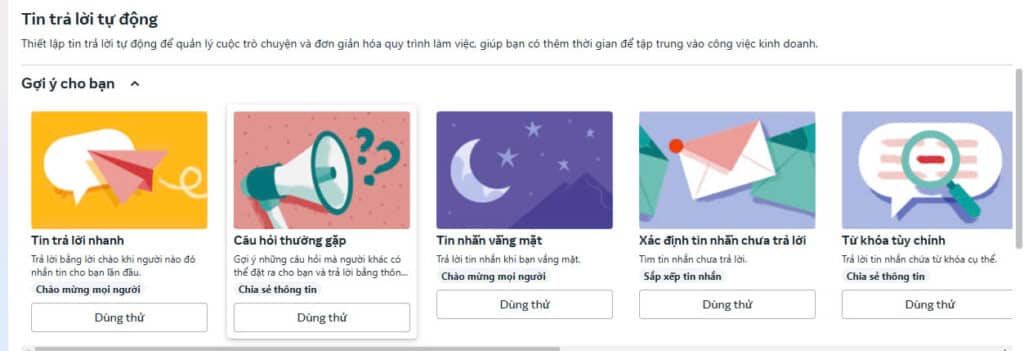 Cài đặt tin nhắn tự Chọn mẫu cài tin nhắn tự động phù hợp