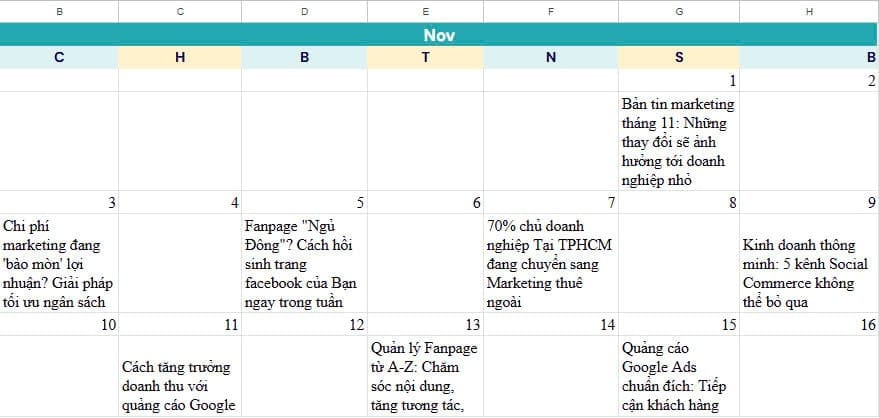 content calendar 5- 2 Content calendar