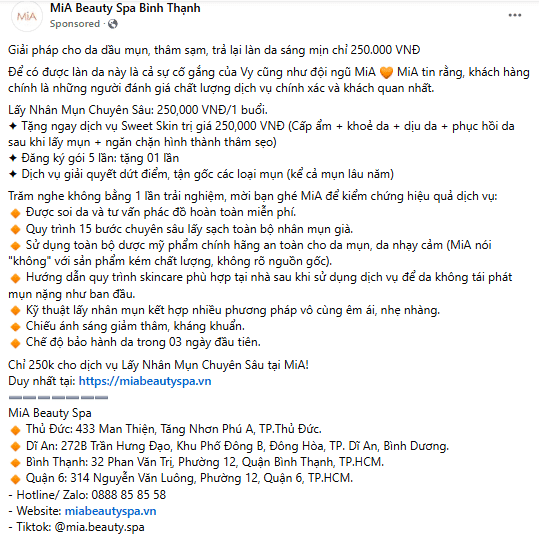 content tri mun- 2 Content trị mụn đi kèm giá cả dịch vụ