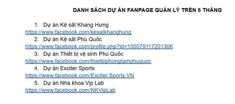 danh sach du an dich vu cham soc fanpage tron goi 2023 2- 3 Danh sách dự án dịch vụ chăm sóc Fanpage trọn gói và chạy quảng cáo Facebook 2023