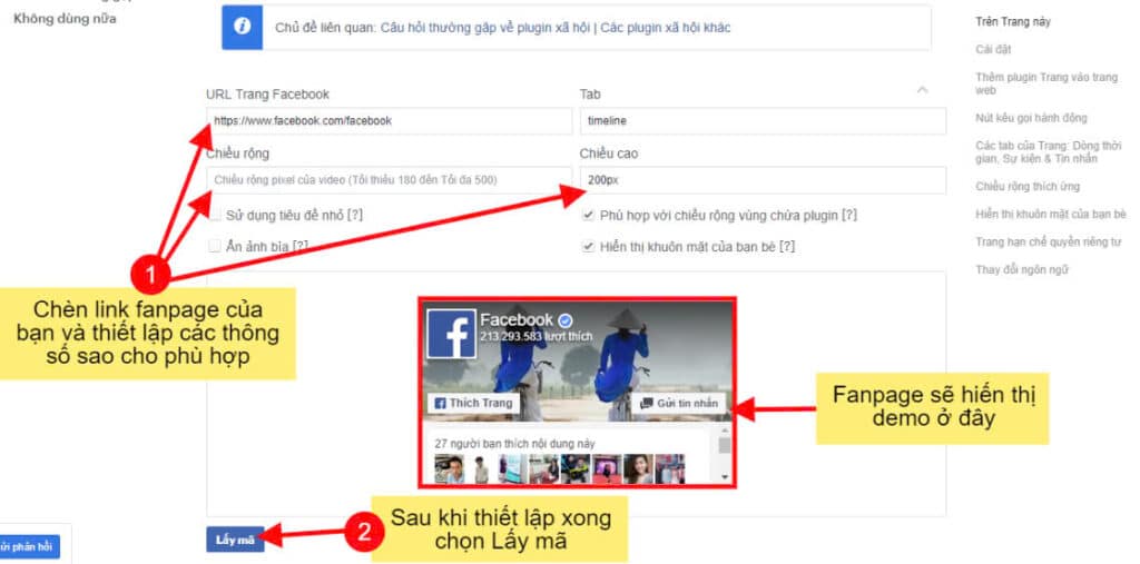 nhung fanpage vao website 1- 2 Cách nhúng Fanpage vào website