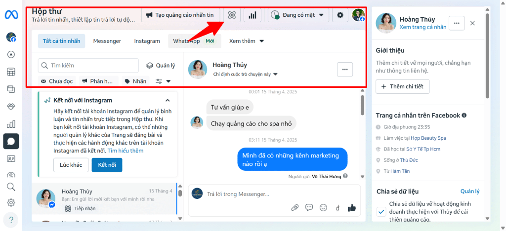 Cài đặt trả lời tin nhắn nhanh trên Fanpage update Meta 2025